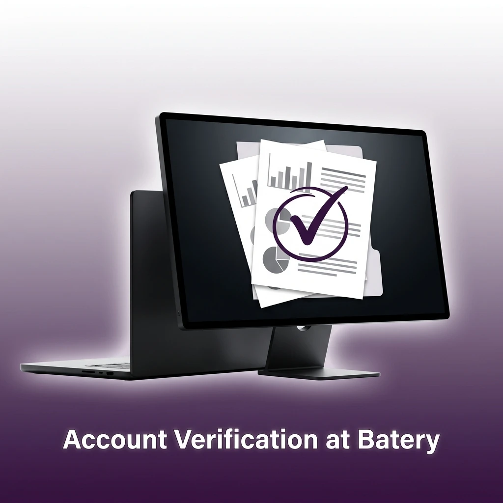Batery account verification KYC process showing steps to submit Aadhaar, PAN or passport for identity confirmation