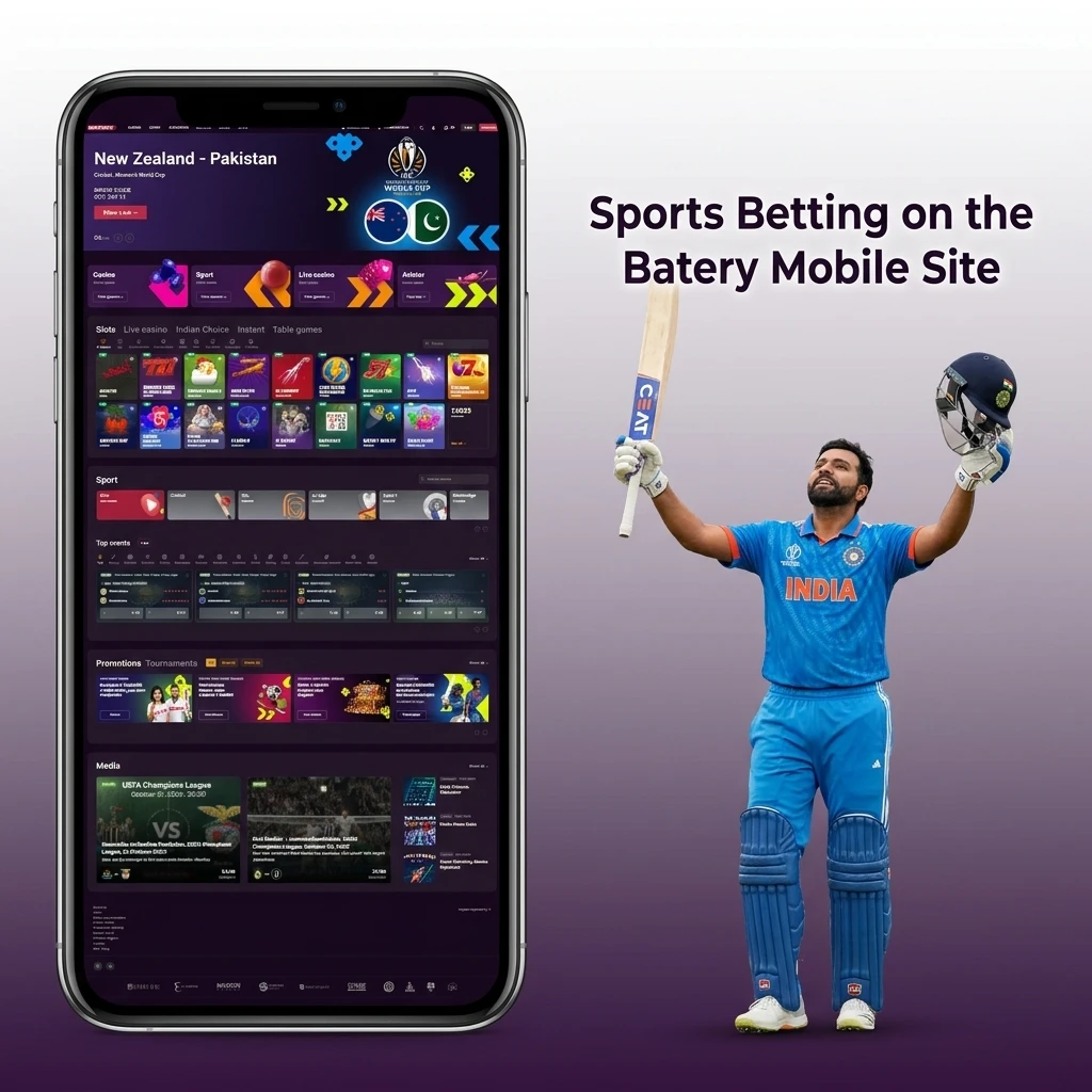 Batery mobile site sports betting covering cricket, football, kabaddi, tennis, esports and more for Indian players