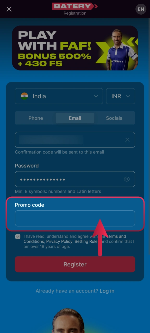 Apply an exclusive promo code to unlock rewards on Batery India.