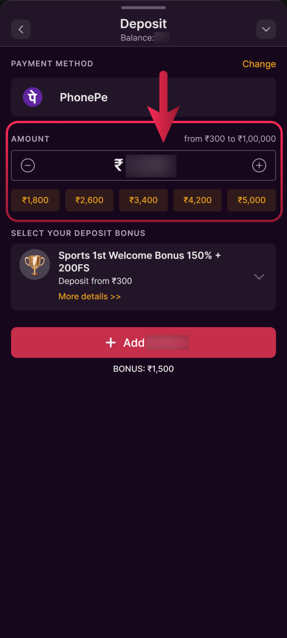 Enter the deposit amount into your Batery India mobile cashier.