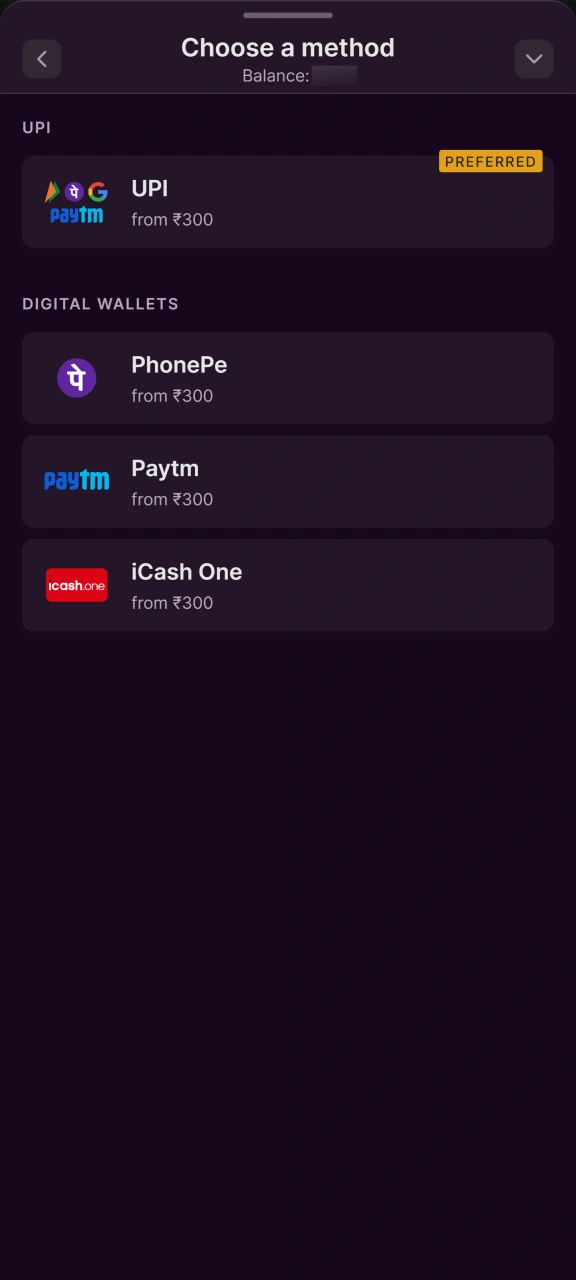 Select your preferred payment method on the Batery India app.