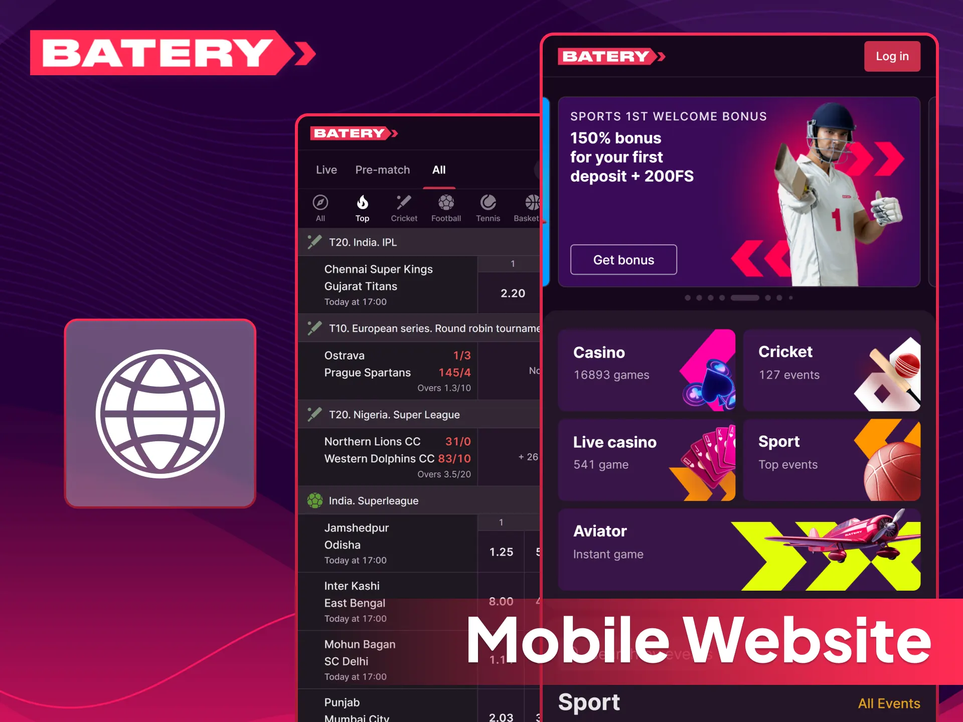 Visit the Batery mobile website version via your smartphone browser.