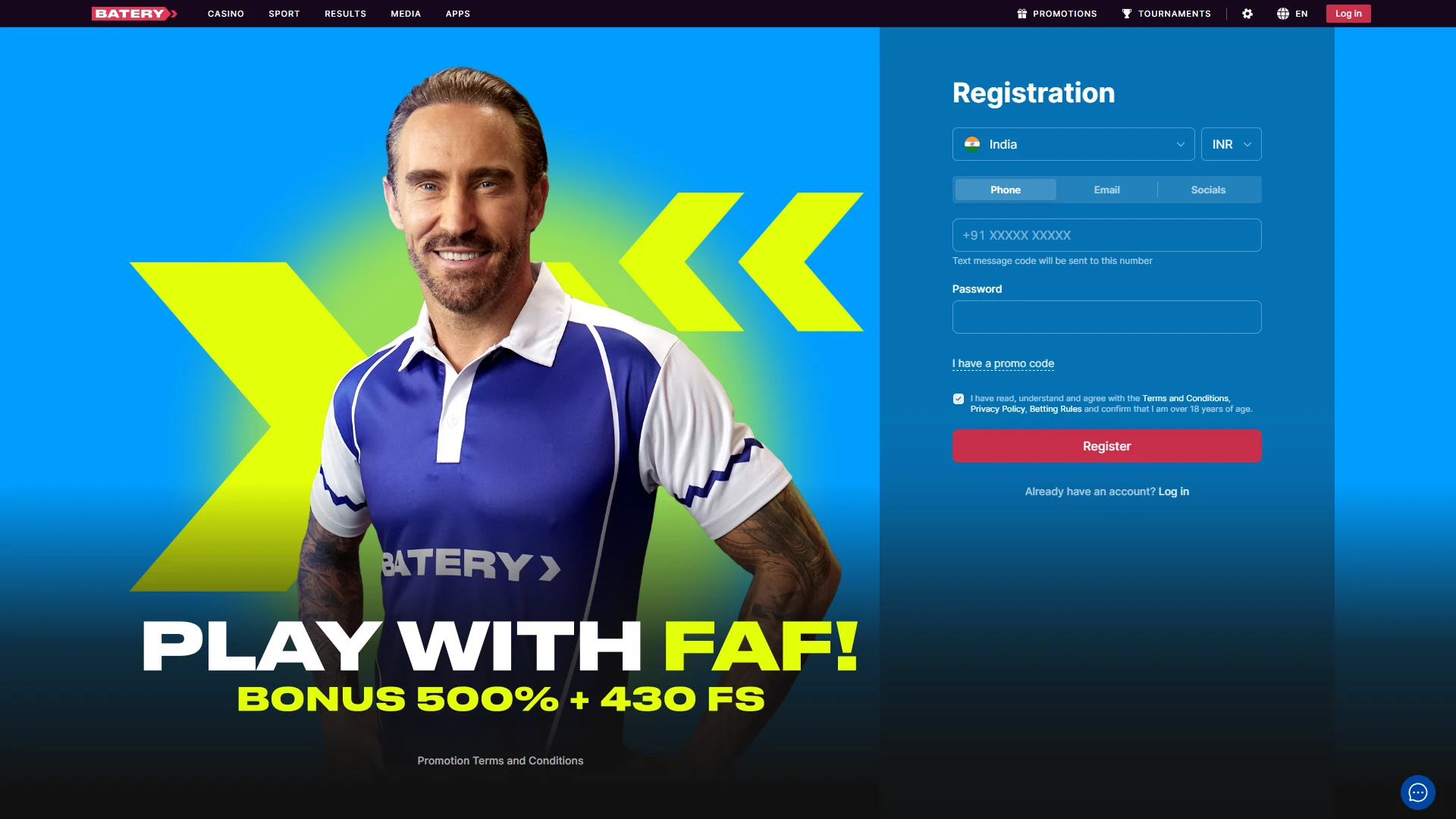 Click the registration button on this page to join Batery India.