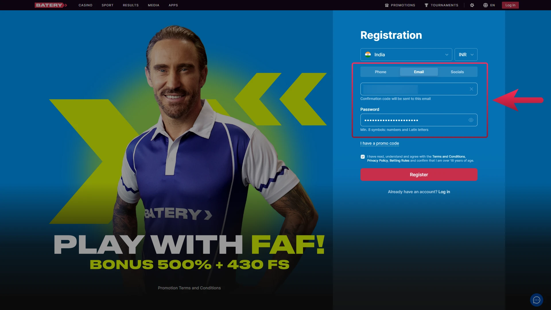 Fill in your personal details to create your Batery account.